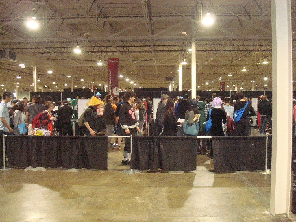 An example of the lines one has to stand in during cons.