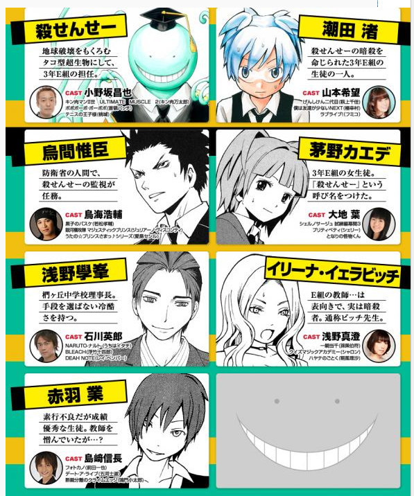 Assassination Classroom Ansatsu Kyoushitsu Anime Series Cast
