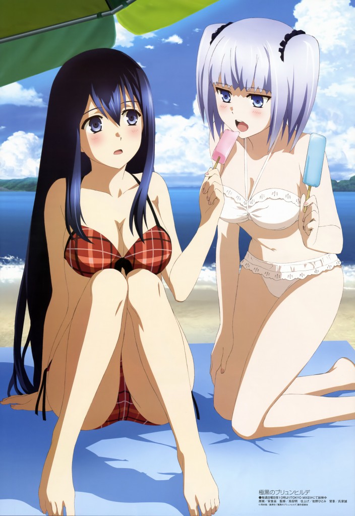 Haruhichan.com Megami MAGAZINE July 2014 posters ajiki_kei bikini cleavage feet gokukoku_no_brynhildr kuroha_neko swimsuits tokou_nanami