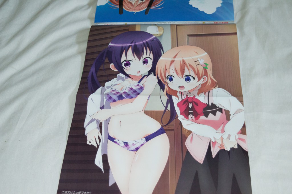 Haruhichan.com Megami MAGAZINE June 2014 posters bra cleavage gochuumon_wa_usagi_desu_ka  hoto_kokoa pantsu tedeza_rize undressing uniform yamada_yuukei 2