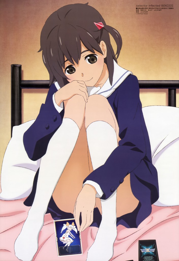 Haruhichan.com Megami MAGAZINE June 2014 posters kominato_ruuko sakai_kyuuta seifuku selector_infected_wixoss tama_(selector_infected_wixoss)