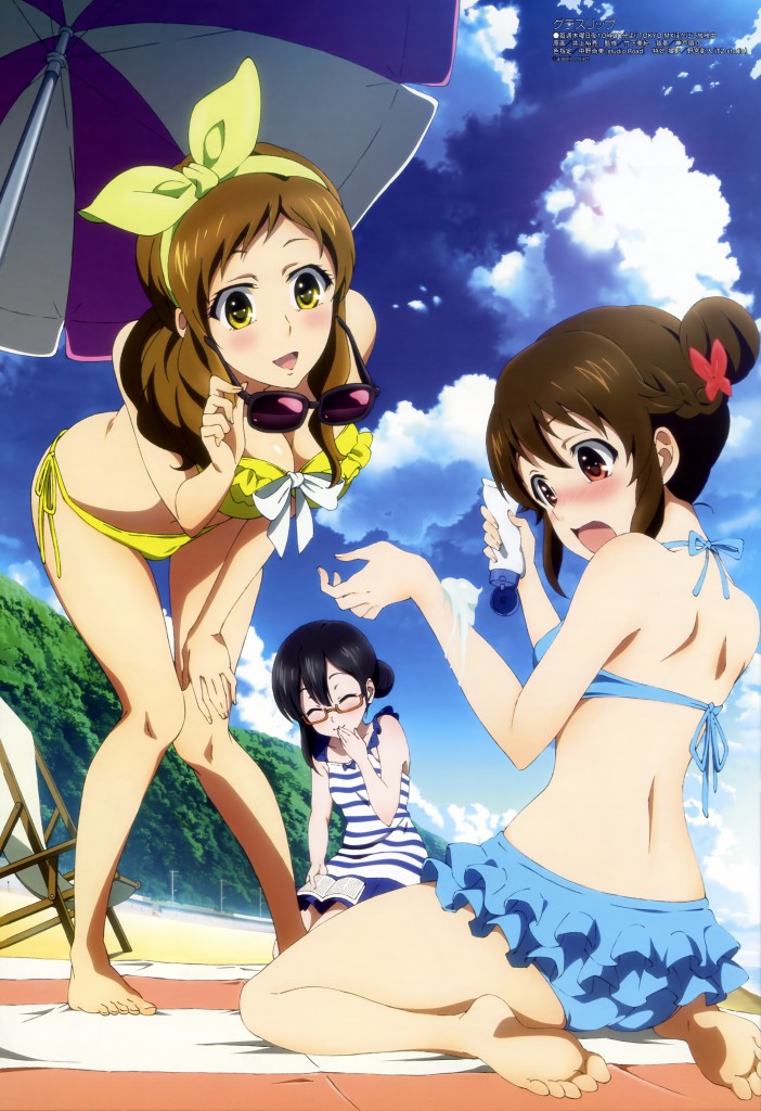 Haruhichan.com Megami MAGAZINE September 2014 posters bikini cleavage cream feet fukami_touko glasslip inoue_hideki megane nagamiya_sachi swimsuits takayama_yanagi