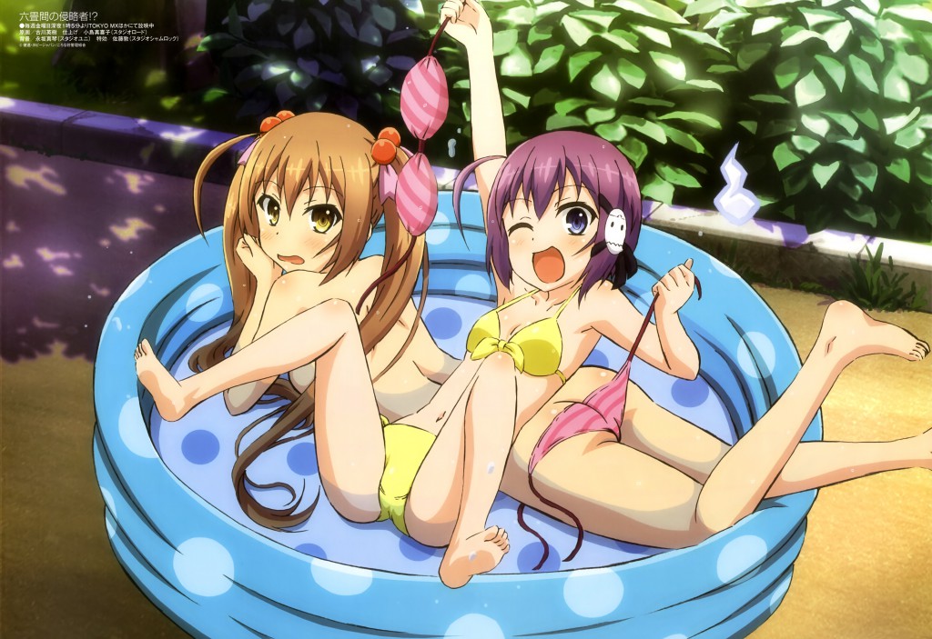 Haruhichan.com Megami MAGAZINE September 2014 posters bikini feet furukawa_hideki higashihonhan_sanae nijino_yurika rokujouma_no_shinryakusha!- swimsuits