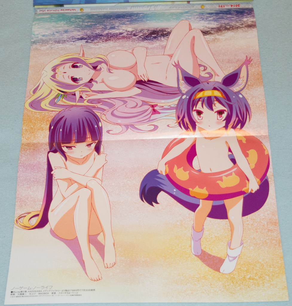 Haruhichan.com Megami magazine August 2014 posters animal_ears feel_nilvalen hatsuse_izuna kitsune kuramii_tseru loli naked no_game_no_life oodate_kouji pointy_ears tail 2