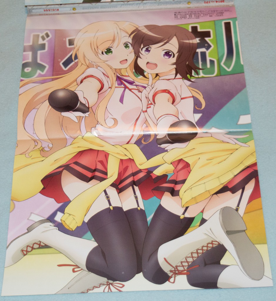 Haruhichan.com Megami magazine August 2014 posters futsuu_no_joshikousei_ga_locodol_yattemita kawamura_kousuke kohinata_yukari stockings thighhighs usami_nanako anime