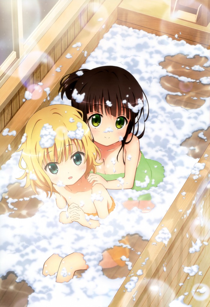 Haruhichan.com NyanType July 2014 posters bathing cleavage gochuumon_wa_usagi_desu_ka_ kirima_sharo towel ujimatsu_chiya