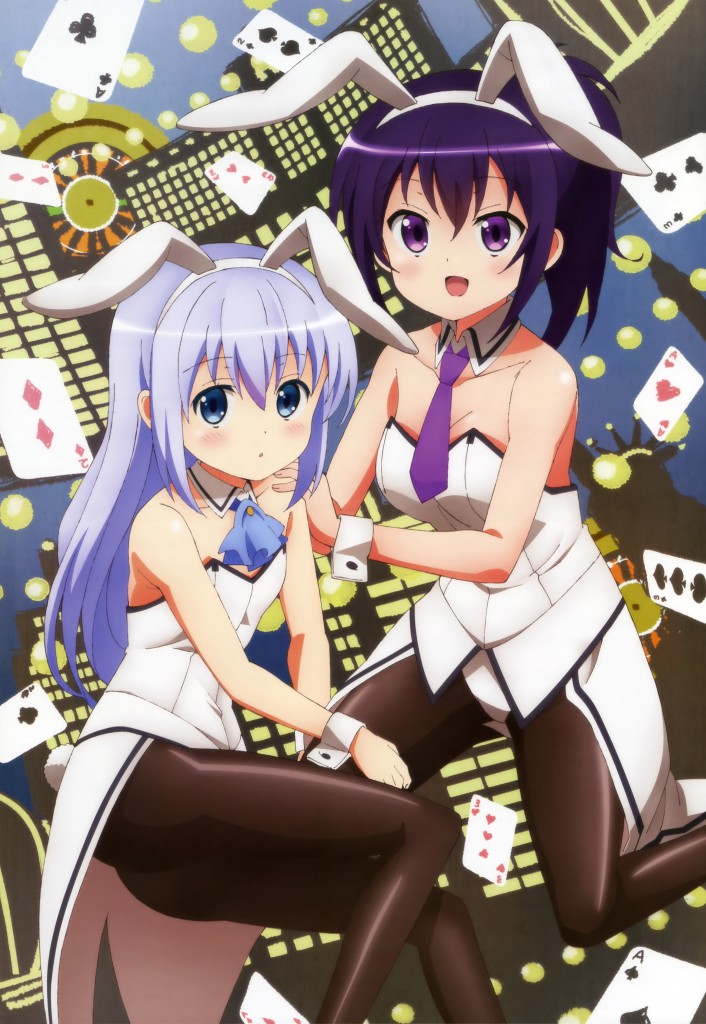 Haruhichan.com NyanType June 2014 posters  animal ears bunny ears bunny girl cleavage gochuumon wa usagi desu ka  kafuu chino pantyhose tedeza rize