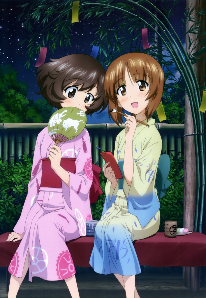 Haruhichan.com NyanType magazine August 2014 posters  akiyama_yukari girls_und_panzer nishizumi_miho yukata