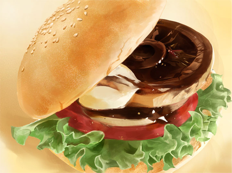 Pixiv Artists Bring Realistic Burger Art to the Table7