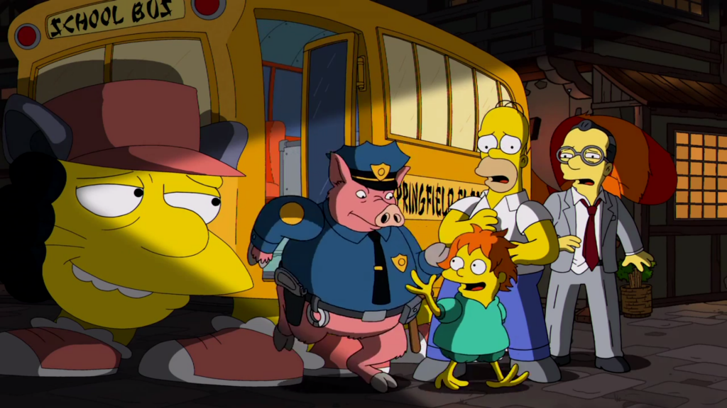 Chief Wiggum as Pigman(Spirited Away) and Ralph Wiggum as Ponyo(Ponyo)