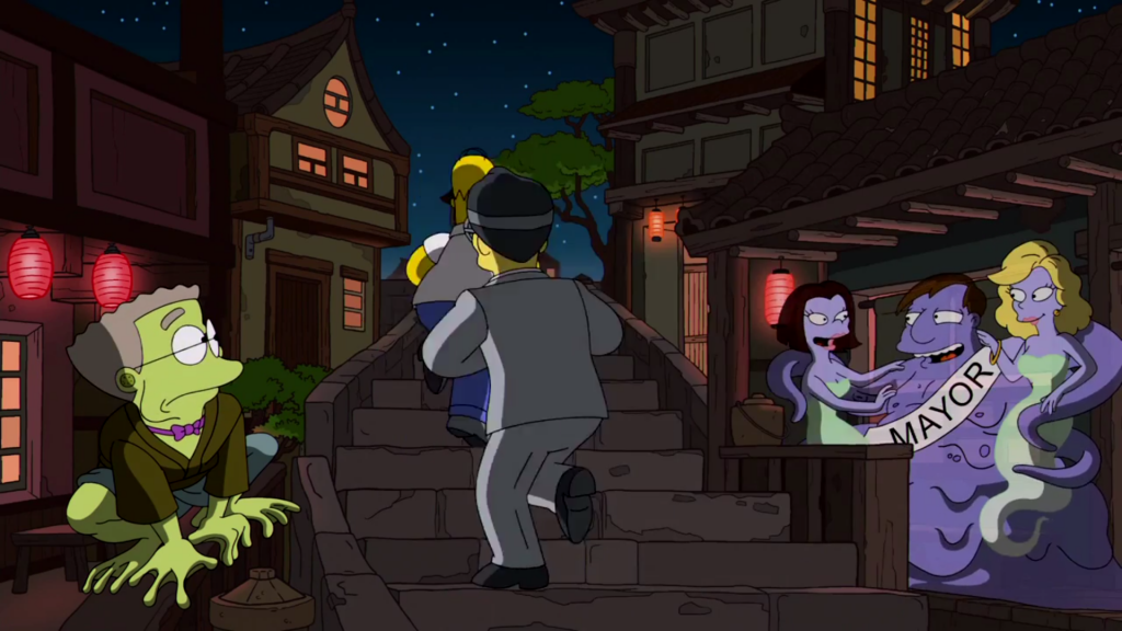 Mr. Smithers as Aogeru (Spirited Away) and Mayor Quimby as River Spirit (Spirited Away)