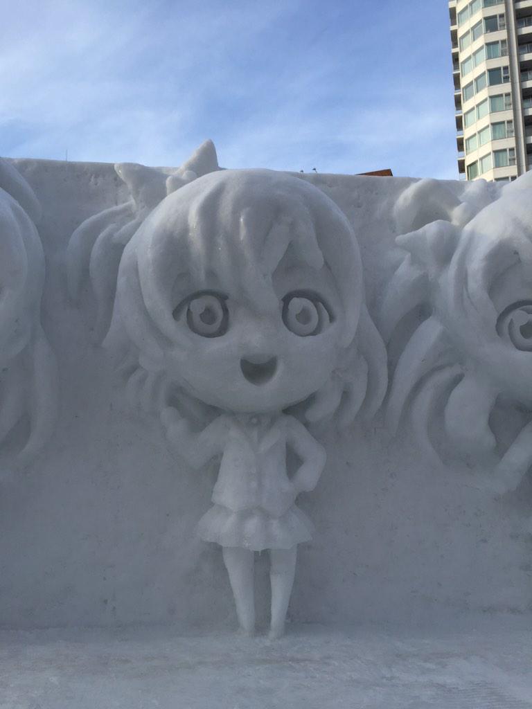 Snow Miku Love Live Madoka Magica and More Ice Sculptures Displayed at the 66th Sapporo Snow Festival haruhichan.com Love Live! Kousaka Honoka Sonoda Umi Minami Kotori ice sculpture 4
