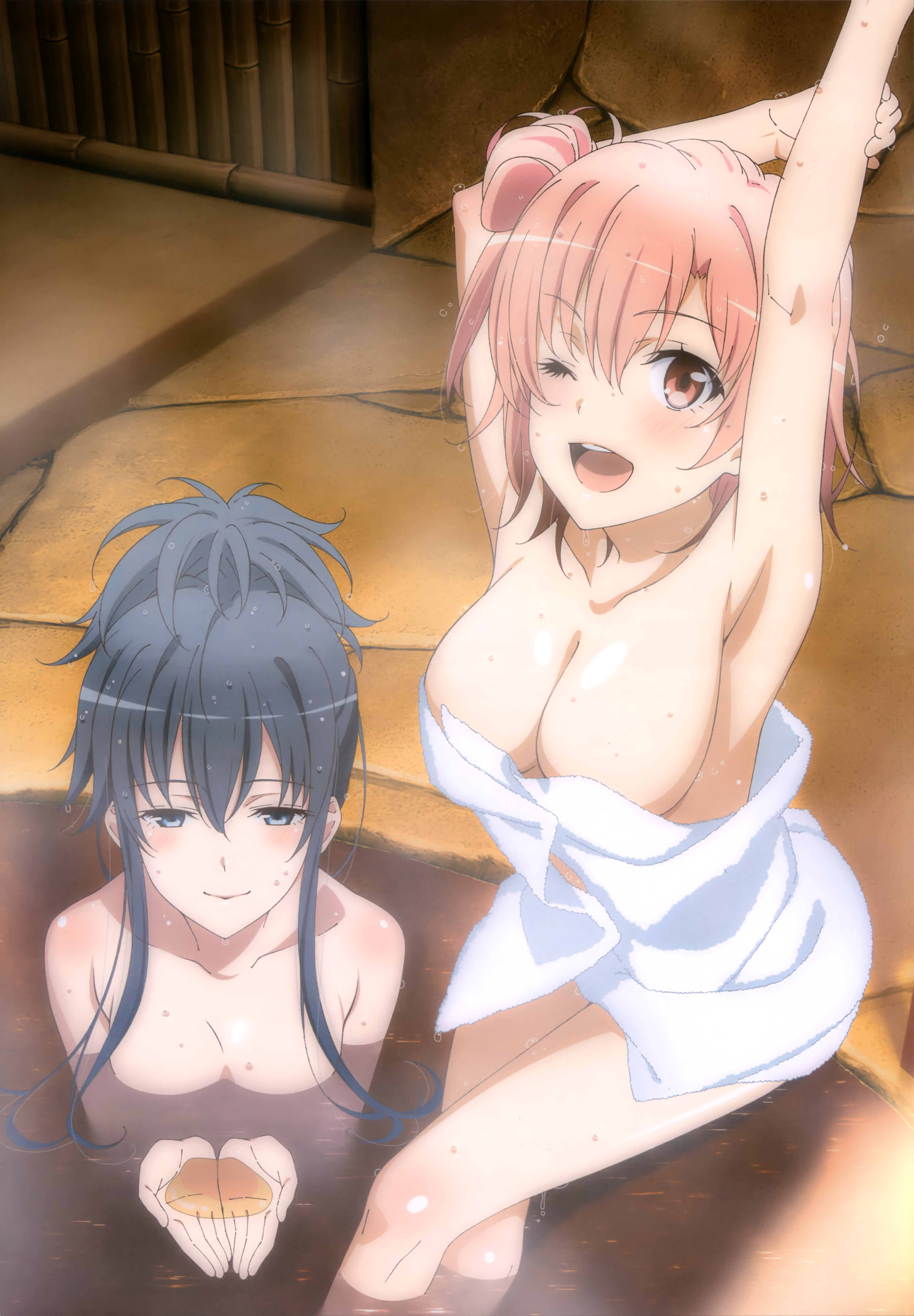 Yukino and Yui Take a Break at the Hot Springs oregairu anime nyantype anime poster june 2015